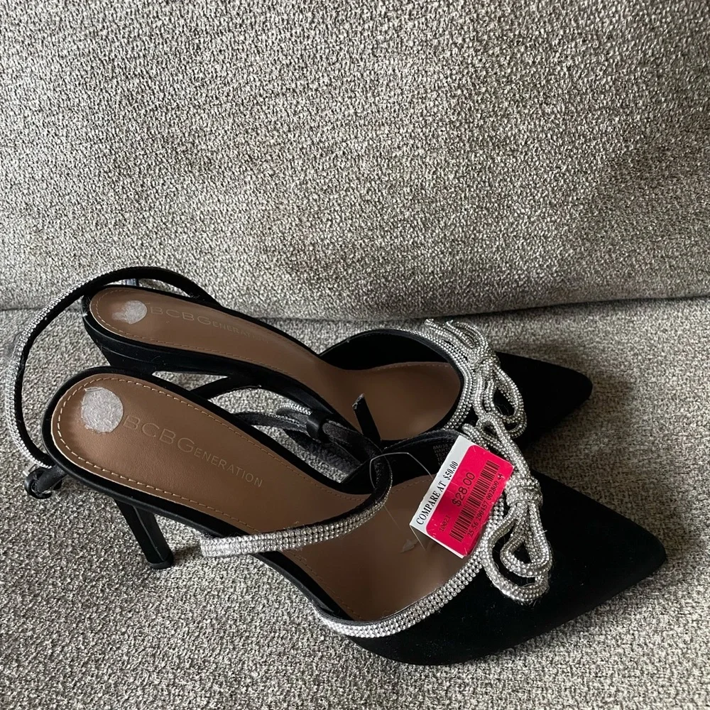 BCBGeneration Black Heels with Silver Accents - Picture 2 of 6